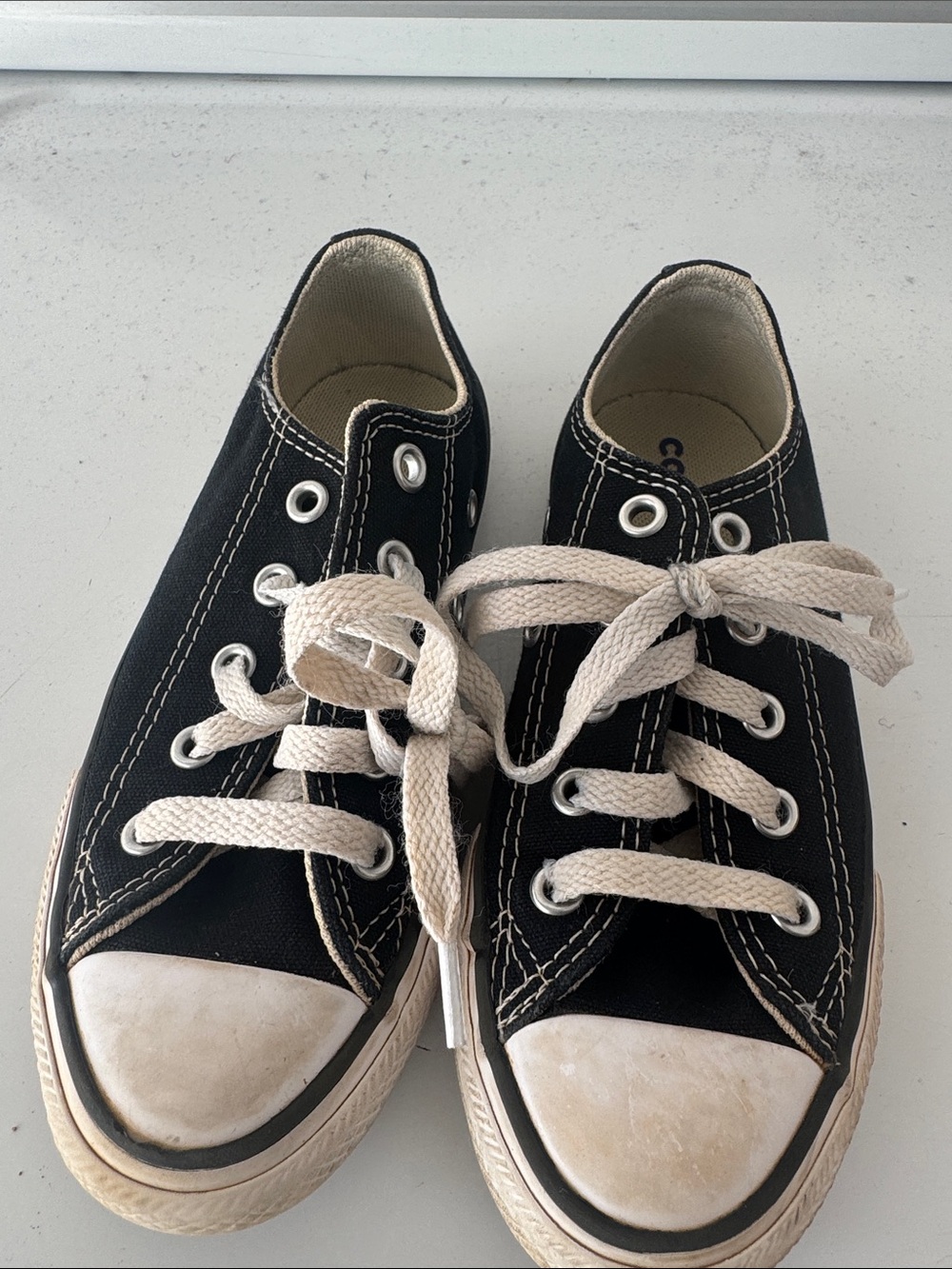 Converse Kids Black Canvas Low-Top Sneakers with Cream Laces